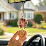 Personalized Heaven Wings Photo Car Hanging Ornament with Nickname Loss of Loved Ones Sympathy Memorial Gift for Family Mom Dad