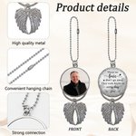 Personalized Heaven Wings Photo Car Hanging Ornament with Nickname Loss of Loved Ones Sympathy Memorial Gift for Family Mom Dad