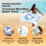 Personalized Mandala Sea Creature Stripe Oversized Quick Dry Beach Towel with Name Travel Essential Birthday Gift for Friends Sisters