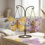 Décor personnalisé en acrylique avec photo de papillon en croix avec nom et année Cadeau de sympathie pour la famille