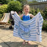Personalized Mandala Sea Creature Stripe Oversized Quick Dry Beach Towel with Name Travel Essential Birthday Gift for Friends Sisters