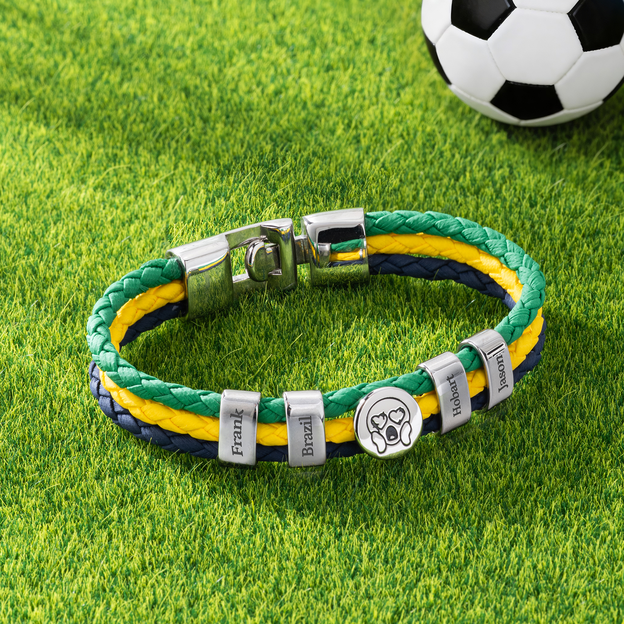 Personalizzato 1-7 perline giocoso emoji bandiera nazionale colore bracciale in pelle PU con nome gioco giorno Coppa del Mondo regalo per gli amici | 