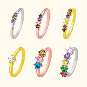 Elegante Multi Geboortesteen Ring voor Vrouwen