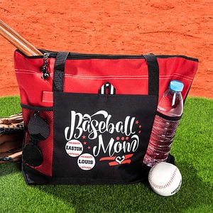 Personalizzato Baseball Softball mamma impermeabile Mesh Tote Bag con nome e scomparti multipli Festa della mamma regalo di compleanno per le donne amanti dello sport