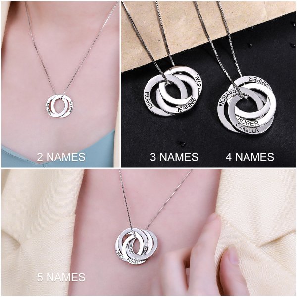 Personalized 2 - 5 Russian Ring Name Necklace Sterling Silver - CALLIE