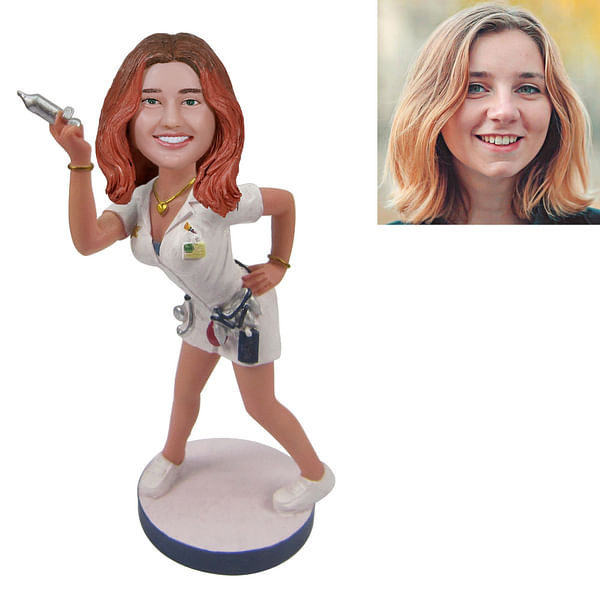 Personalized Female Nurse Bobblehead