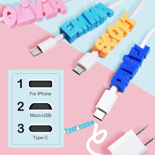 Personalized 3D Printing Name USB Cable Stocking Stuffers