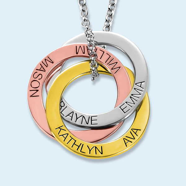 Personalized Russian Ring Trinity Name Necklace With Children Names