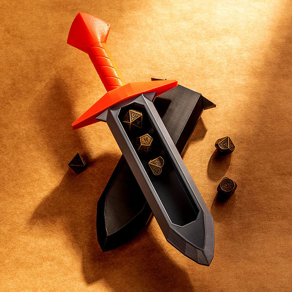 Personalized 3D Printed Sword DND Dice Box CALLIE