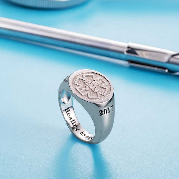 Personalized RN/RT/PT/MD Medical Caduceus Nurse Graduation Ring