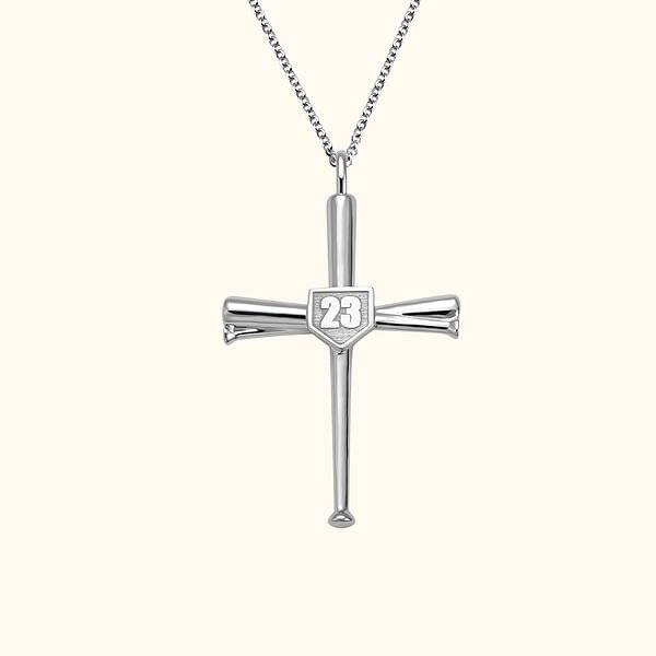 Gifts for Him Personalized Cross Baseball Bat Number Necklace CALLIE