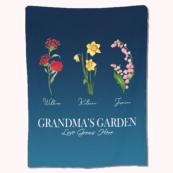 Personalized Flannel Custom Name Birth Flower Blanket for Mother or