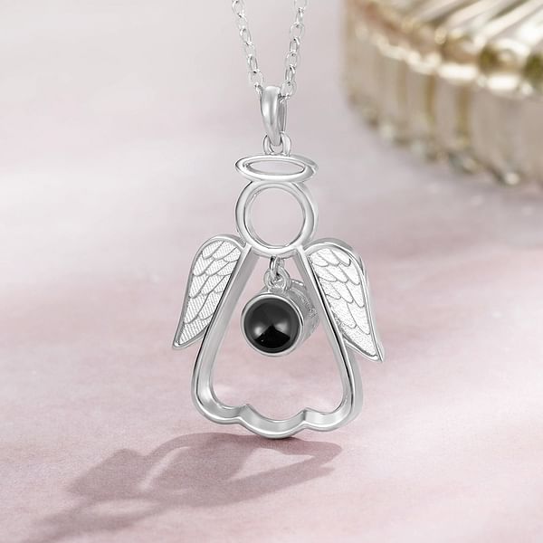 Personalized Guardian Angel Photo Projection Memorial Necklace CALLIE
