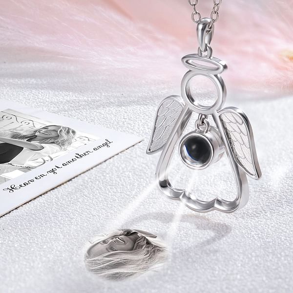 Personalized Guardian Angel Photo Projection Memorial Necklace CALLIE