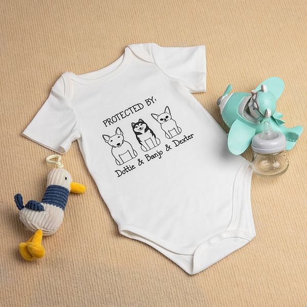 Personalized Protected By Dog Baby Onesie CALLIE
