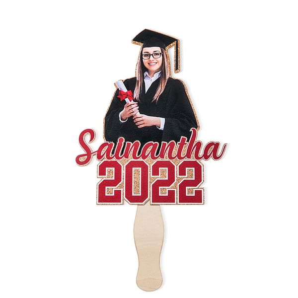 Editable Graduation Handheld Fan Template | Celebration Gold Design
