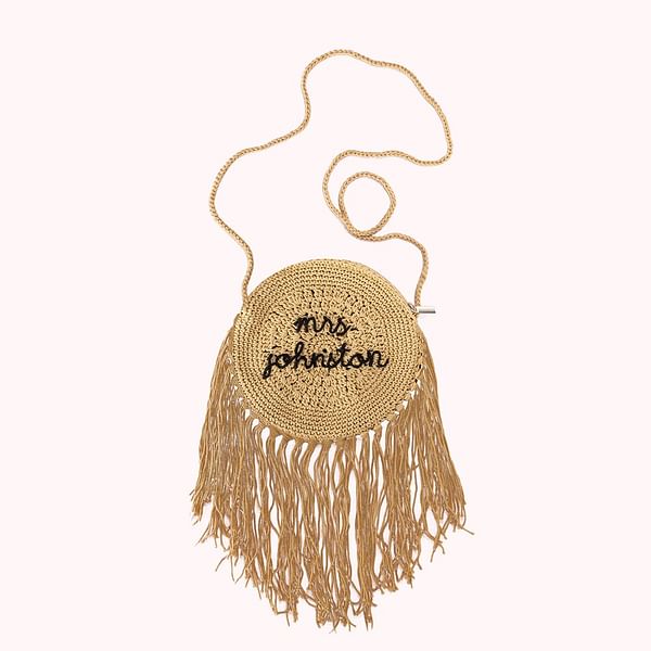 Personalised Embroidery Mrs Handbag with Tassels Bridal Shower Gift