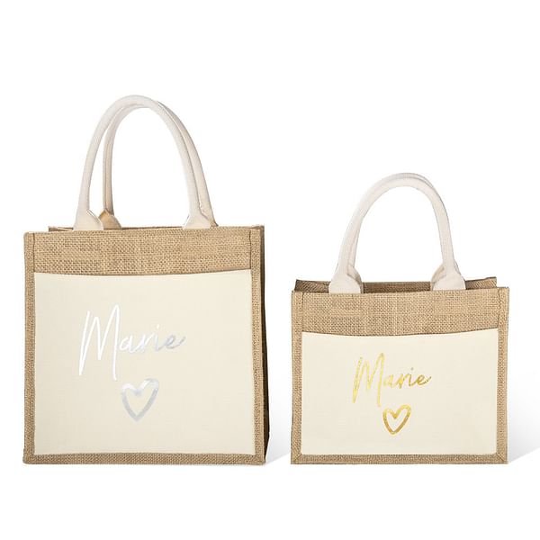Personalised Jute Lunch Bag, Name Lunch Bag, Eco Lunch Bag CALLIE
