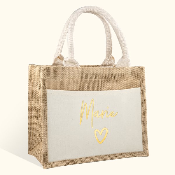 Personalised Jute Lunch Bag, Name Lunch Bag, Eco Lunch Bag CALLIE