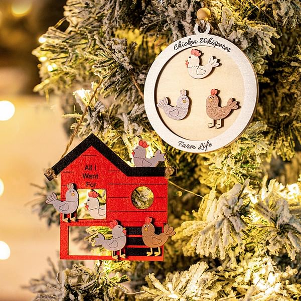 Personalized Chicken Coop Farmhouse Christmas Ornament CALLIE