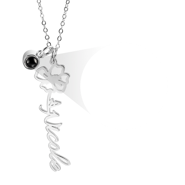 Personalisierte Foto Projektion Geburt Blume mit Namen Halskette CALLIE
