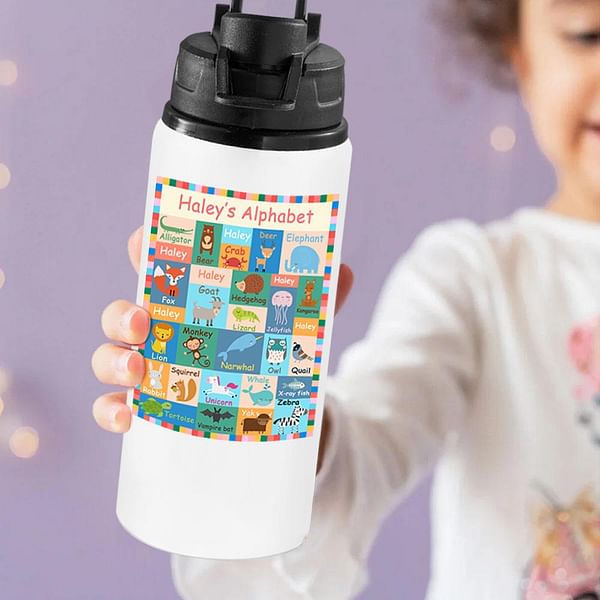 Personalized Animal Alphabet Water Bottle with Name for Kids CALLIE