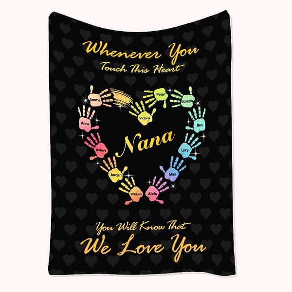 Personalised Grandma Nana Blanket with Grandkids Names Gift for Grandma