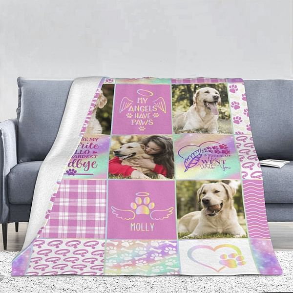 Personalized Pet Dog Cat Blanket with Photos and Name Christmas Gift