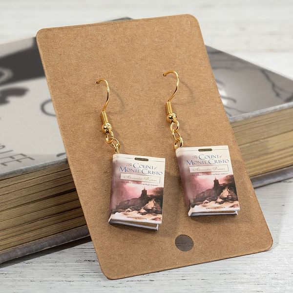 Personalized Miniature Book Cover Dangle Drop Earrings for Book Lovers