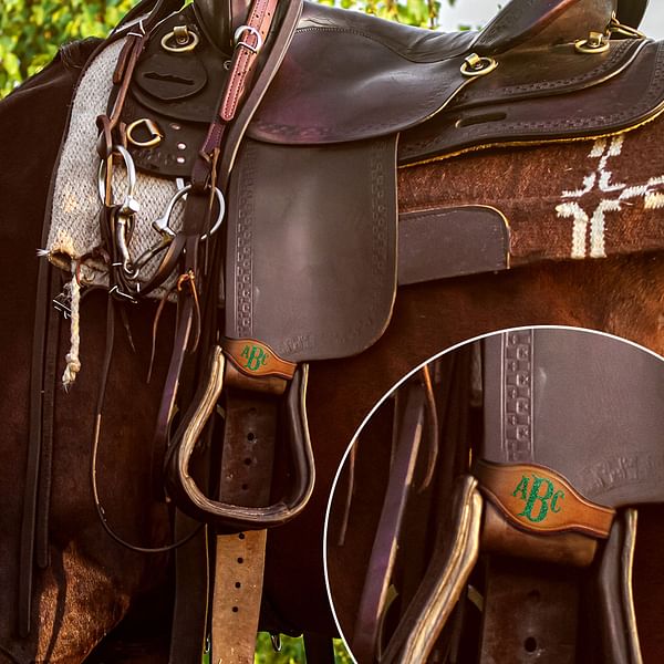 Personalized 2 Pcs Cowhide Leather Saddle Stirrup Hobbles with