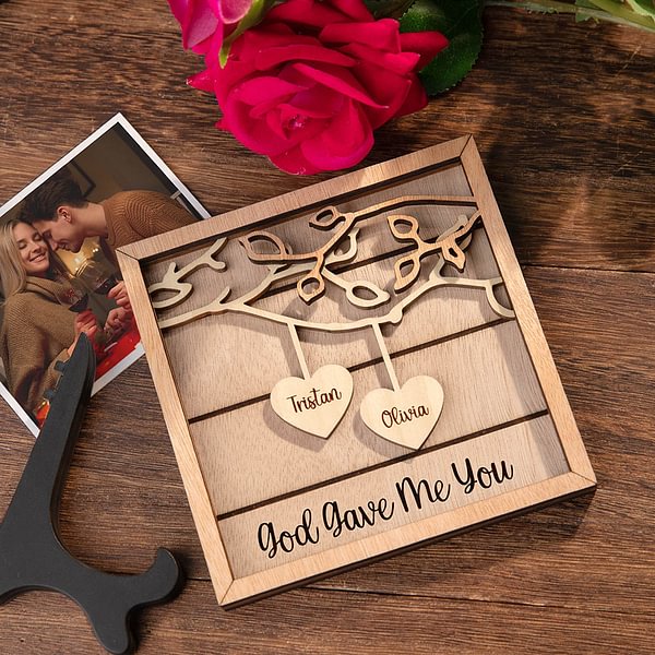 Personalized Wood Signs with Stand Couples Wood Name Sign Layered 3d ...