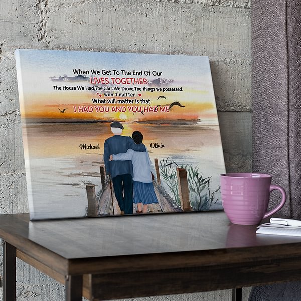 Custom Photo Gift Old Couple Parents Mom Dad Happy Anniversary Gift Personalized Poster P52224