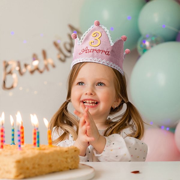 Corona Compleanno Bambina 5 Anni - Fascia Elastica Con Scritta, Multicolore - Foto 4