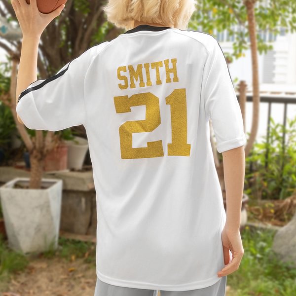 Personalised Women's Glitter Football Jersey Shirt with Name and Number on Back Soccer Shirt