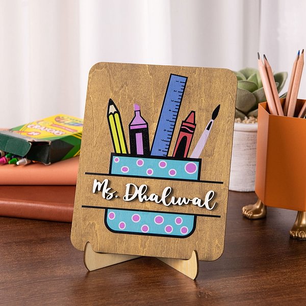 Personalized Teacher Desktop Sign Stationery 3D Teacher Name with Stand