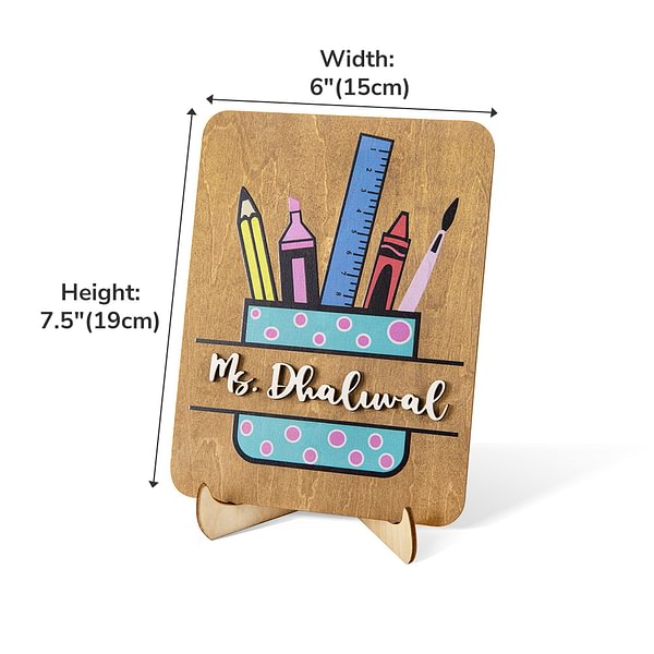 Personalized Teacher Desktop Sign Stationery 3D Teacher Name with Stand