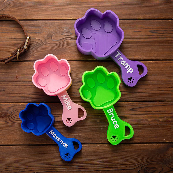 Personalized Paw Shape Dog Food Measuring Cup Scoop 3D Printed Pet