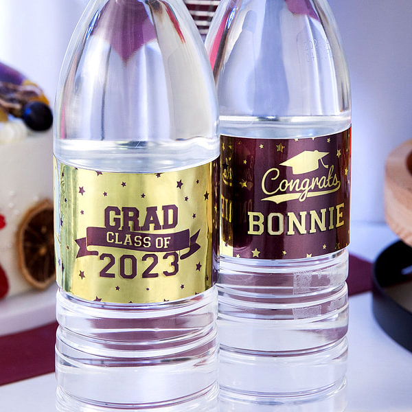 Personalized Waterproof Graduation Water Bottle Labels with Name