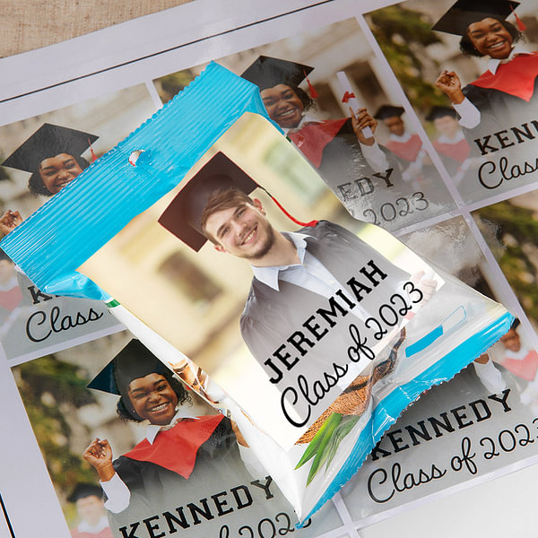 Personalised 24 Pcs Photo Graduation Chip Bag Stickers Snack Pouch ...