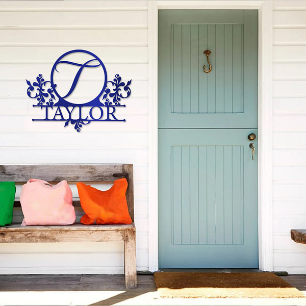 Personalized Family Name and Monogram Letter Metal Sign Wall Decor for ...