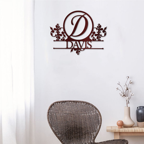 Personalized Family Name and Monogram Letter Metal Sign Wall Decor for ...