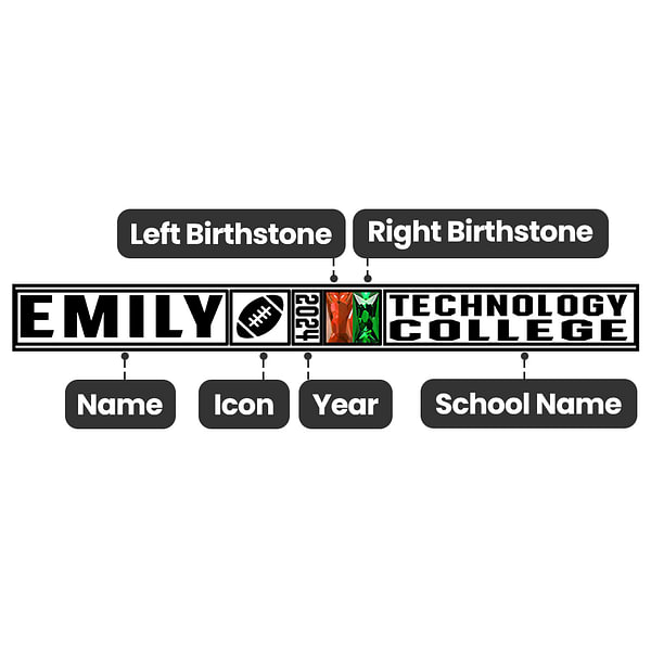 High School Class Band, Personalized Graudation Ring CALLIE