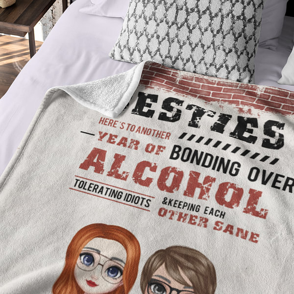 Personalized Sister Besties Quilt/Fleece Throw Blanket- Gift Idea For Sister/Friend - I Hope We're Besties Until We Die
