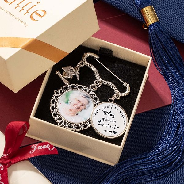 Generic Personalized Memorial Graduation Photo Pin - Grad Gown Memorial Pin, Grad Cap Gown Charm Pinning Ceremony Memorial Sympathy Brooch