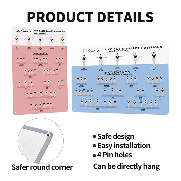 Personalized Tin Sign with Ballet Dance Positions & Movements |Callie ...