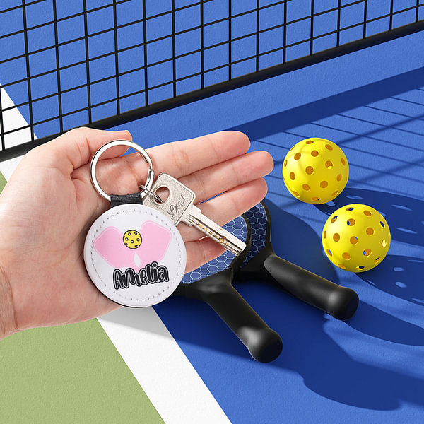 Pickleball Queen Leather Keychain main image 1