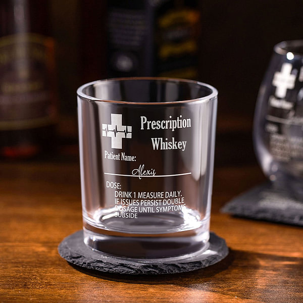 Personalised Funny Gin Glass With Prescription Design – Perfect Birthday Or Christmas Gift