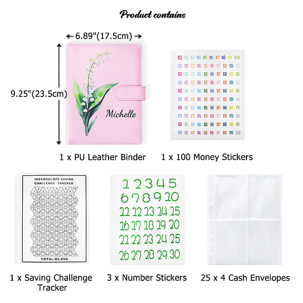 Raccoglitore Risparmio Con 100 Buste - Sfida Di Risparmio Per Obiettivi Finanziari, Verde - Foto 7