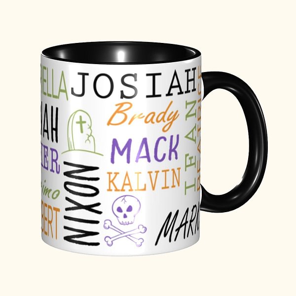 Gepersonaliseerde Pompoen Woordwolk 1-19 Namen 11oz Keramische Mok Halloween Cadeau voor Familie