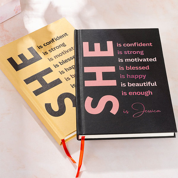 Personalised She Is Me Self Care A5 Name Journal Notebook with 120 